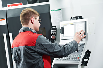 Image showing worker at machining tool workshop