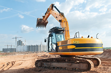 Image showing track-type loader excavator at construction area