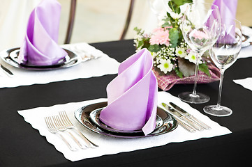 Image showing close-up catering table set