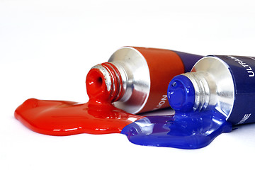 Image showing Red and Blue Acrylic Paint