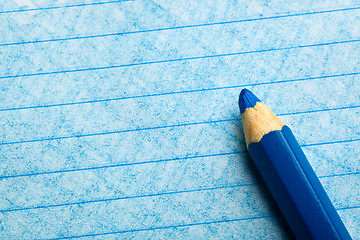 Image showing Blue color pencil with coloring