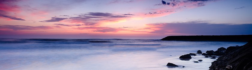 Image showing Sunset on a beach