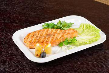 Image showing Grilled salmon steak