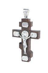 Image showing silver and wooden cross