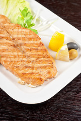 Image showing Grilled salmon steak