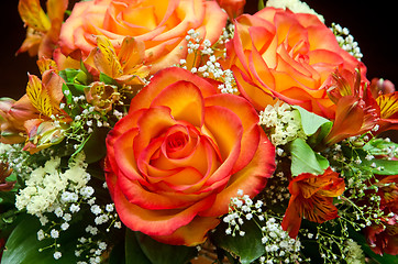 Image showing orange roses flower bouquet