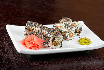 Image showing Sushi with sesame