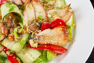 Image showing Salad of smoked eel