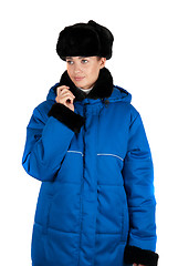 Image showing blue quilted coat