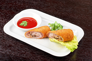 Image showing rolls from pork meat