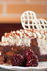 Image showing Blackberry cake slice