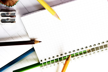 Image showing Color pencil and agenda