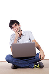 Image showing Man thinking sitted on the floor