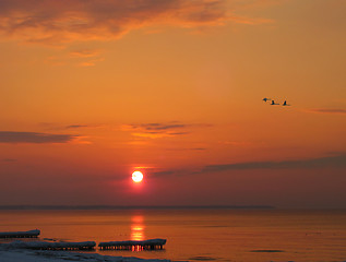 Image showing sundown on baltic sea