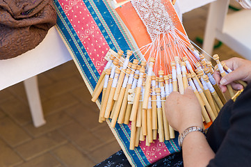 Image showing Lace making