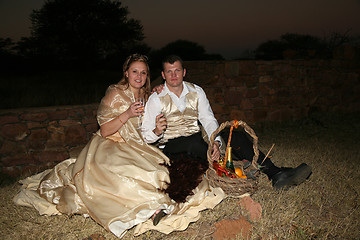 Image showing Wedding Couple having a picnic