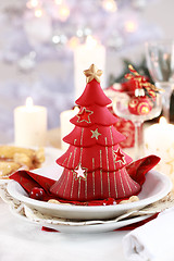 Image showing Table setting for Christmas