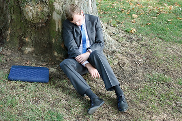 Image showing Homeless business man