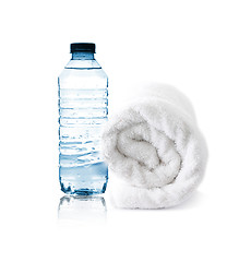 Image showing Bottle of water and towel