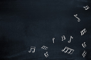 Image showing Music notes on blackboard