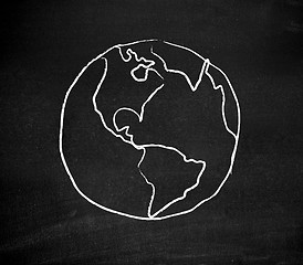 Image showing Earth drawn on a blackboard