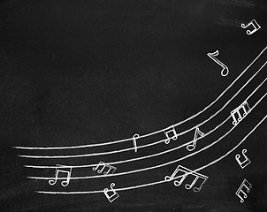 Image showing Music notes on blackboard