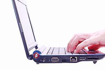 Image showing Image of hand on the laptop keyboard