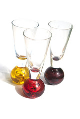 Image showing Three colored wineglasses