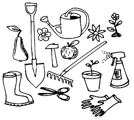 Image showing Garden doodle collection