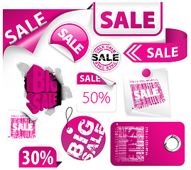 Image showing Set of pink discount elements