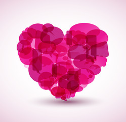 Image showing Heart made from pink cartoon bubbles