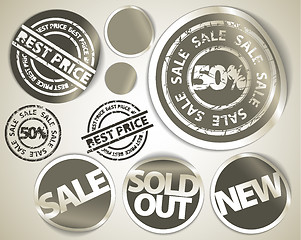 Image showing Set of grunge sale labels badges and stickers