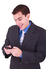 Image showing business man talking on the phone isolated 