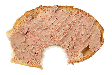 Image showing bitten slice of bread with pate