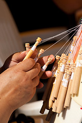 Image showing Bobbin lace making