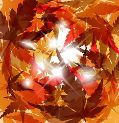 Image showing Autumn golden leafs abstract background