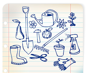 Image showing Garden doodle illustration collection