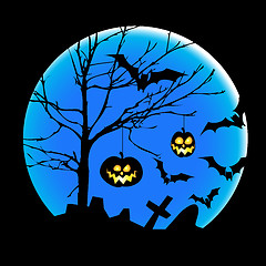Image showing Halloween illustration with pumpkins