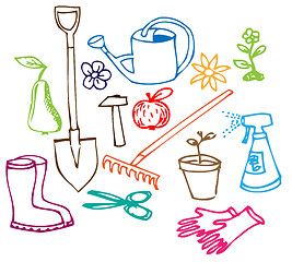 Image showing Garden doodle illustrations