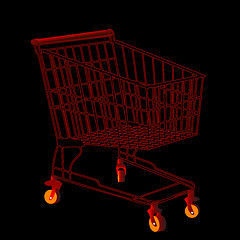 Image showing Red shopping trolley