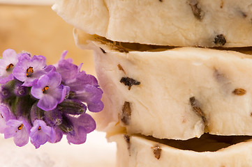 Image showing Handmade Soap With Fresh Lavender Flowers And Bath Salt