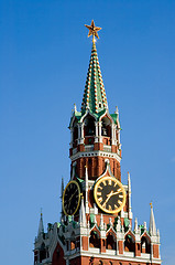 Image showing Kremlin tower with clock in Moscow