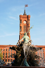 Image showing Rathaus and Neptune Fountain in Berlin