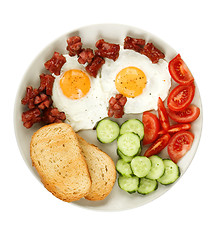 Image showing fried eggs with sausage