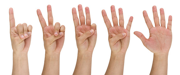 Image showing man's finger pointing from one to five