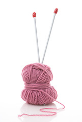 Image showing Blue and pink  knitting wool