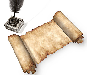 Image showing Roll of parchment isolated on white 3D still-life