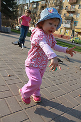 Image showing little girl run on walk