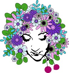 Image showing Beautiful girl with flowers in hair