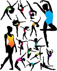 Image showing Set Dance girl ballet silhouettes vector